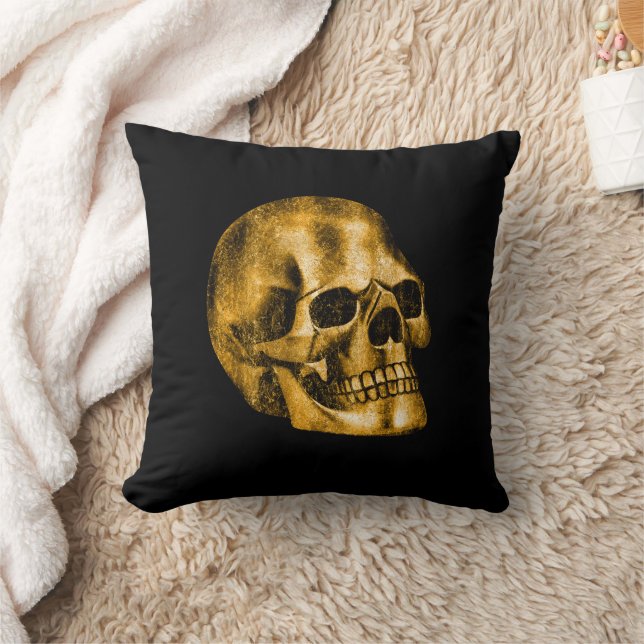 Golden Skull Cool Luxury Black Gothic Halloween Kissen (Decke)