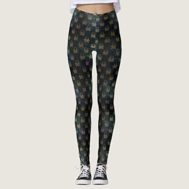 Golden Skull & Crossbones Leggings (Vorderseite)