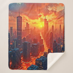 Golden Skyline: Strahlendes Stadtuntergangskunstwe Sherpadecke