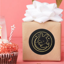 Golden Sleeping Bunny Moon Sticker