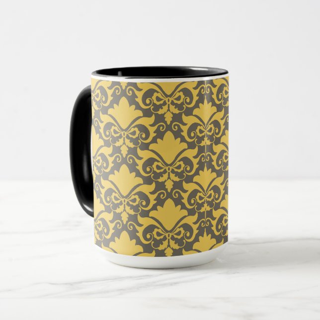 Golden Smoke Damask Bows Tasse (Vorderseite Links)