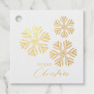 Golden Snow Flakes Frohe Weihnachtsfoil Gift Tags
