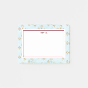 Golden Snowflake Crystals on Frosty Blue Christmas Post-it Klebezettel
