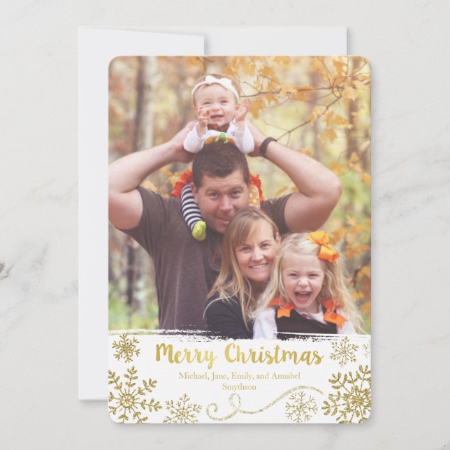 Golden Snowflake Frohe Weihnachtskarte Feiertagskarte (Vorderseite)