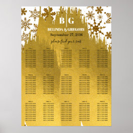 Golden Snowflake Weihnachten Hochzeit Seekarte Poster