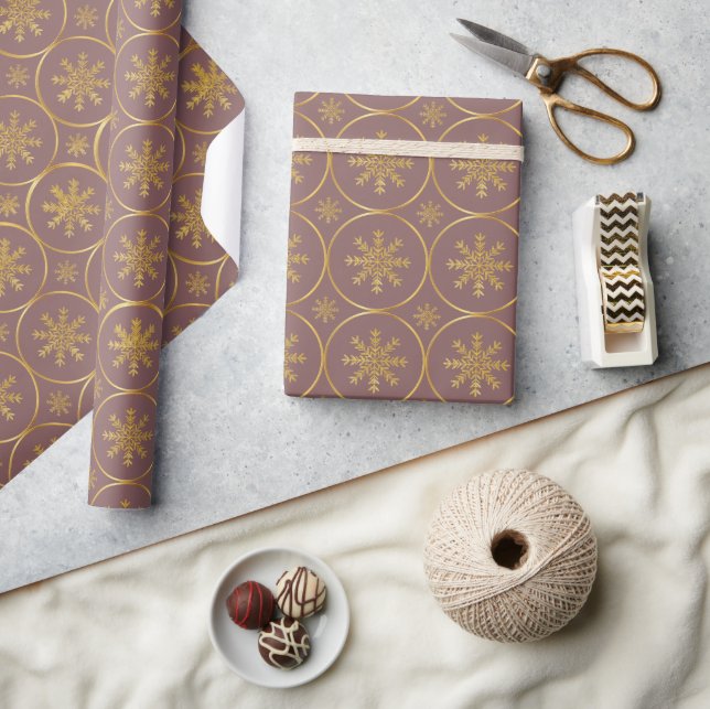 Golden Snowflake Weihnachtsgeschenkpapier Geschenkpapier (Kunsthandwerk)