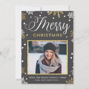 Golden Snowflakes Christmas Newsletter Feiertagskarte