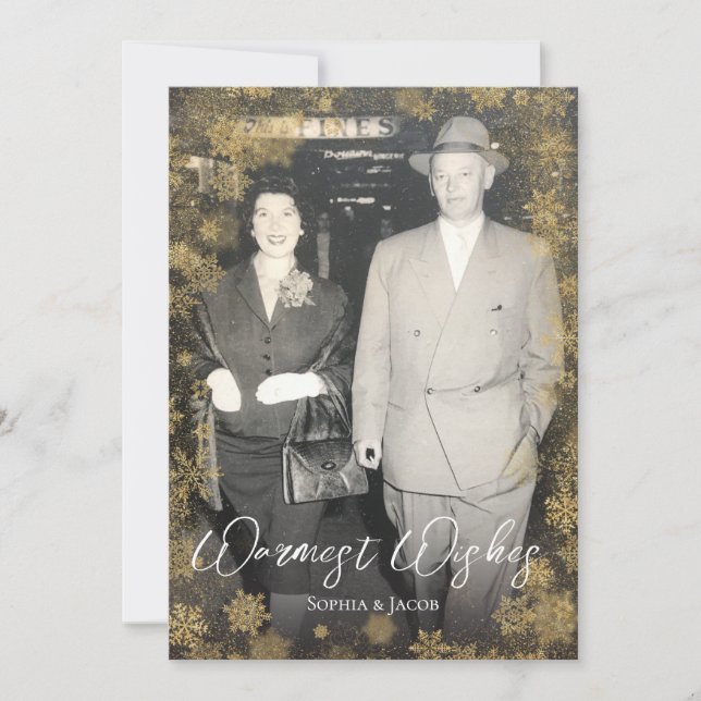 Golden Snowflakes Custom Foto Weihnachten (Vorderseite)