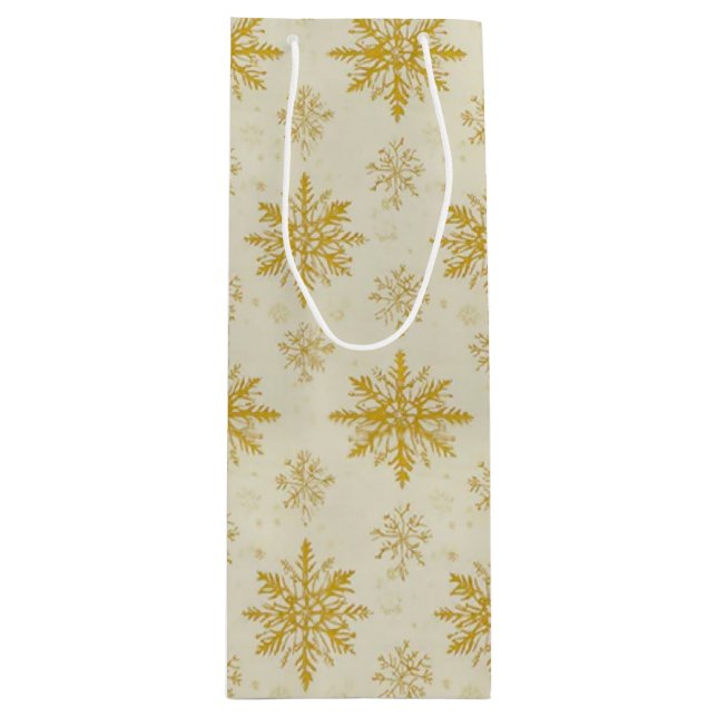 golden snowflakes geschenktüte für weinflaschen (Vorderseite)