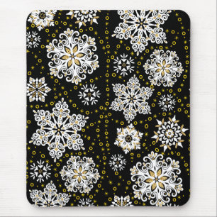 Golden Snowflakes Glam Mousepad