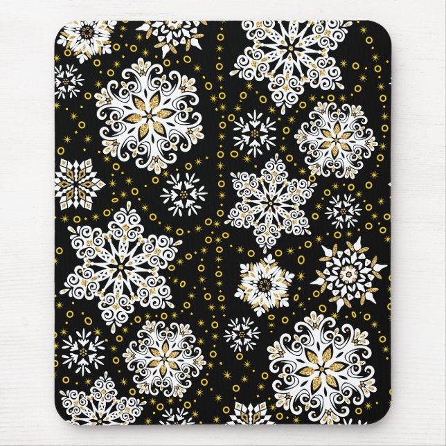 Golden Snowflakes Glam Mousepad (Vorne)