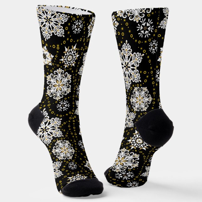 Golden Snowflakes Glam Socken (Gewinkelt)
