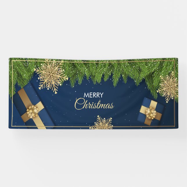 Golden Snowflakes Weihnachtskarte, Frohe Weihnacht Banner (Horizontal)