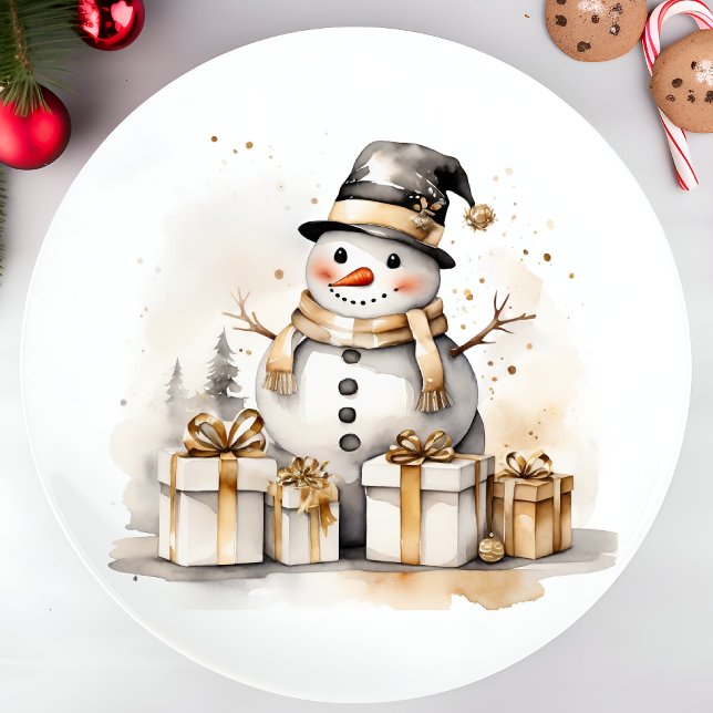 Golden Snowman: Add Elegance to Your Holiday Deco Pappteller (Von Creator hochgeladen)