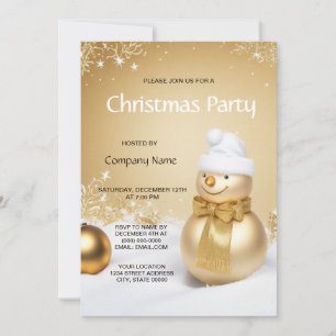 Golden Snowman Holiday Weihnachten Party Einladung