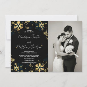 Golden Snows Hochzeit mit Foto Einladung