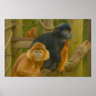 Golden Snub Nosed Monkey Truppe in Woodland Poster