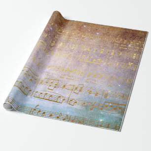 Golden Song Music Matt Wrapping Paper Geschenkpapier