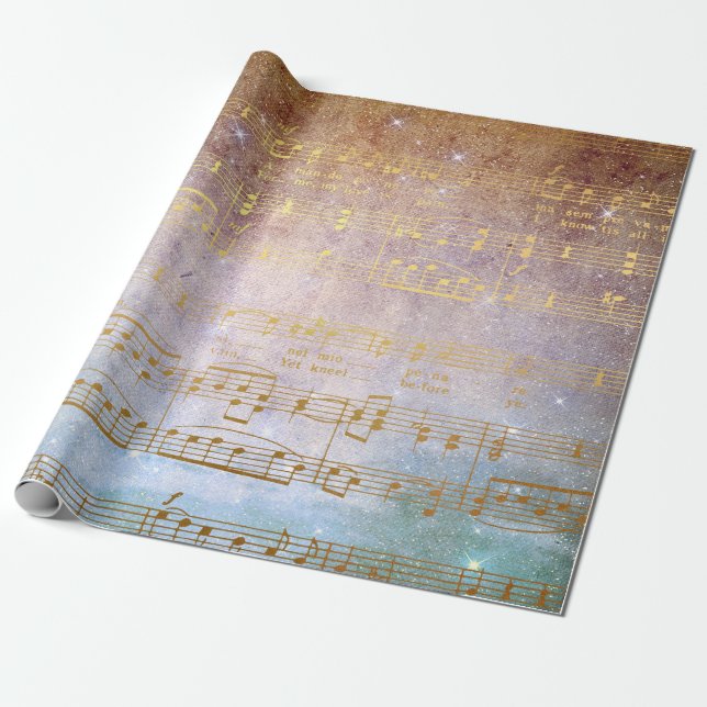 Golden Song Music Matt Wrapping Paper Geschenkpapier (Ungerollt)