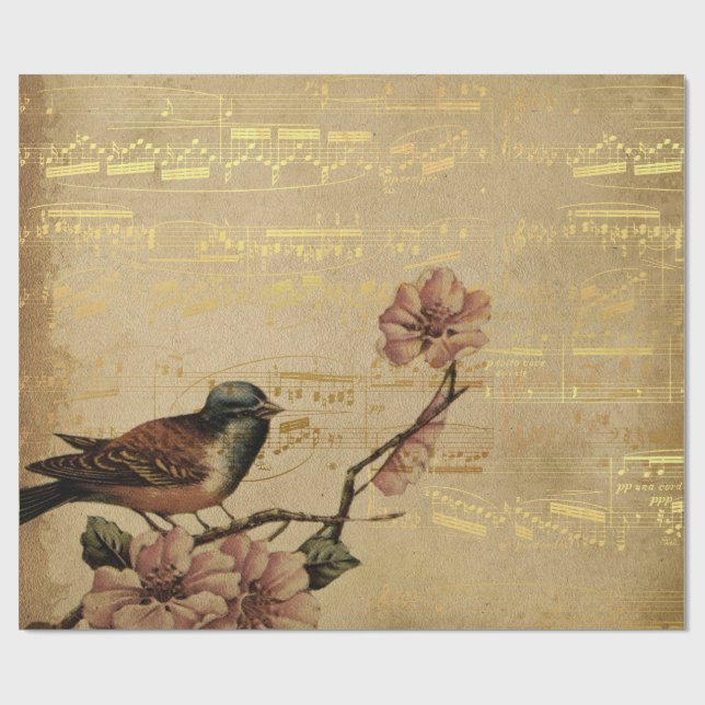 Golden Song Music Matt Wrapping Paper Geschenkpapier (Flach)