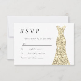 Golden Sparkle Dress Bridal oder Geburtstagsparty RSVP Karte