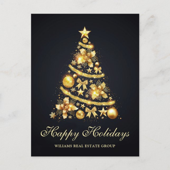 Golden Sparkle Weihnachtsstars Unternehmensgrüße Postkarte (Vorderseite)