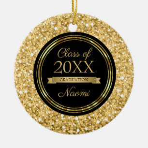 Golden Sparkling Glitzer Keramik Ornament