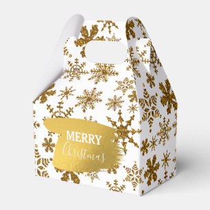 Golden Sparkling Snowflakes Frohe Weihnachten Geschenkschachtel