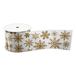 Golden Sparkling Snowflakes Frohe Weihnachten Satinband