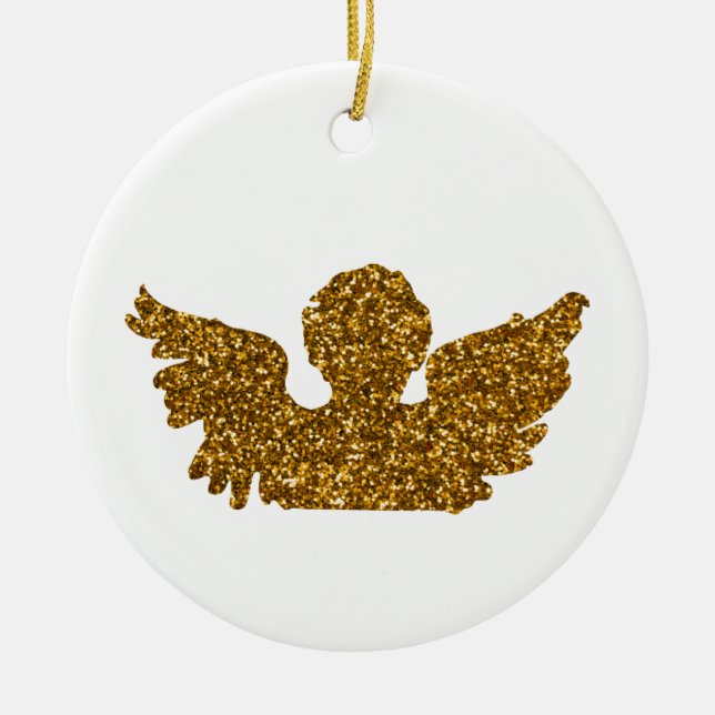 Golden Sparkling Weihnachtsgel Keramik Ornament (Vorne)