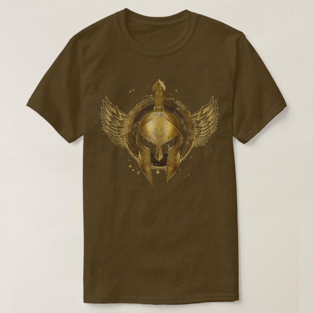Golden Spartan Helmet Symbol Warrior Gladiator Gy T-Shirt (Design vorne)