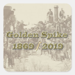 Golden Spike Transcontinental Eisenbahn Sesquincen Quadratischer Aufkleber
