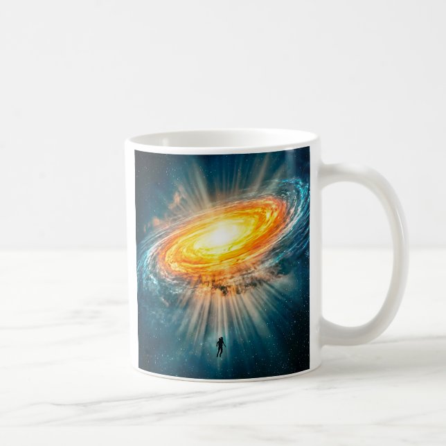 Golden Spiral Galaxy Astronaut Sci-Fi Deep Space Kaffeetasse (Rechts)