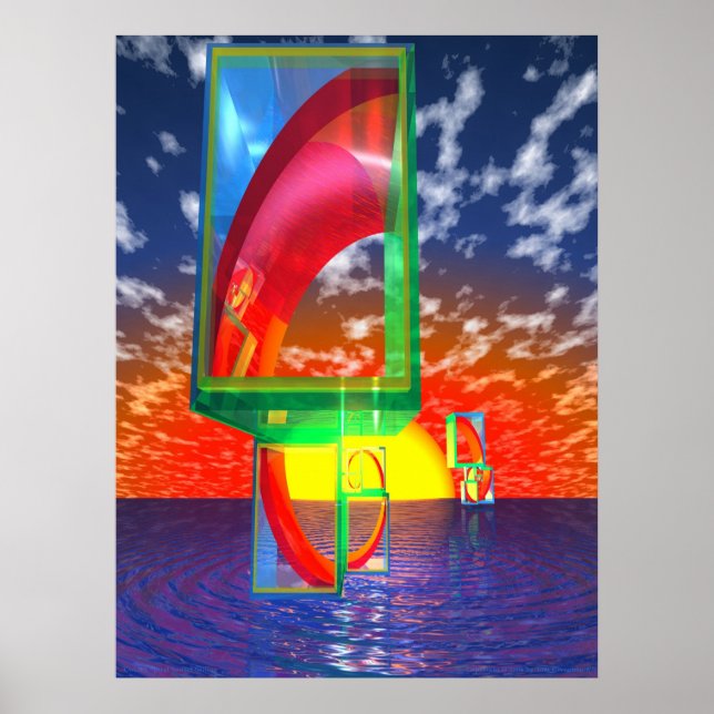 Golden Spiral Sunset Sailing Poster (Vorne)