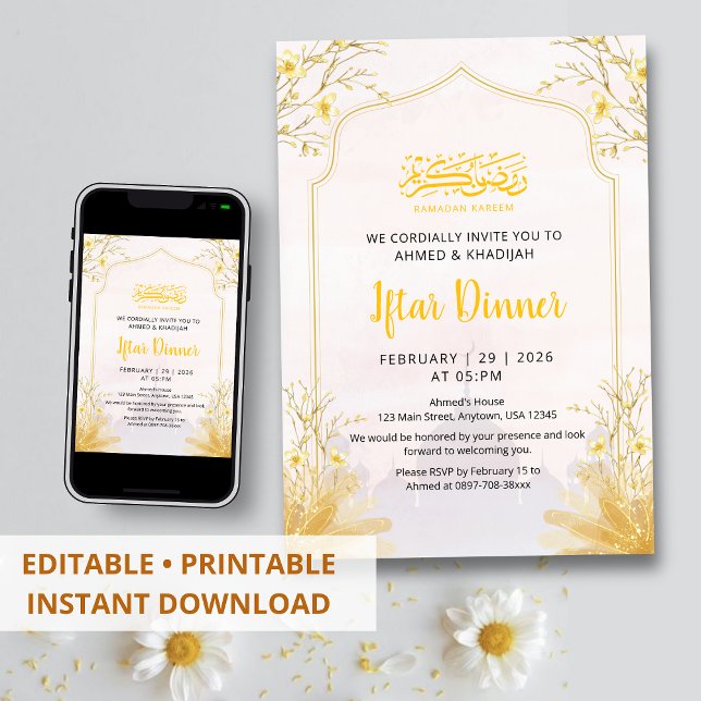 Golden Spring Branch Iftar Dinner Invitation Einladung (Von Creator hochgeladen)