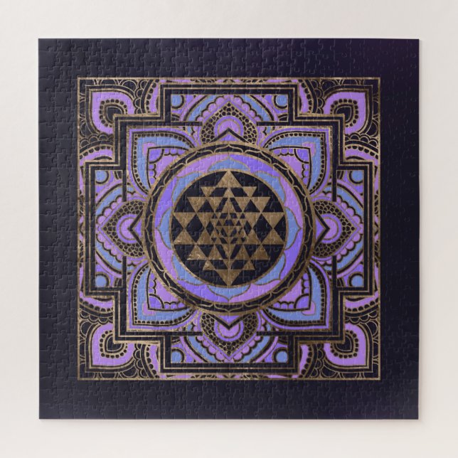 Golden Sri Yantra / Sri Chakra in Pastelllotus Puzzle (Vertikal)