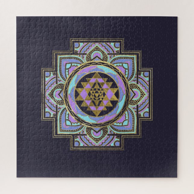 Golden Sri Yantra / Sri Chakra in Pastelllotus Puzzle (Vertikal)