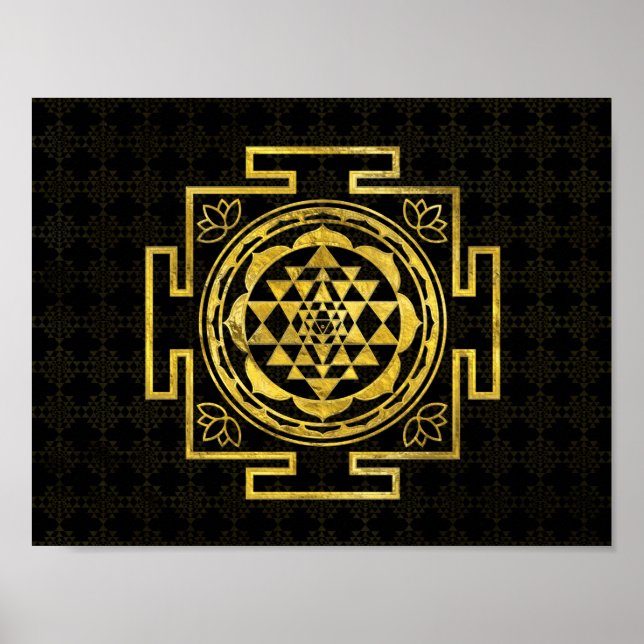 Golden Sri Yantra / Sri Chakra Poster (Vorne)