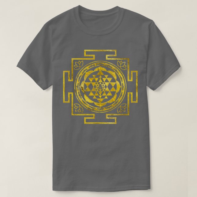 Golden Sri Yantra Sri Chakra T-Shirt (Design vorne)