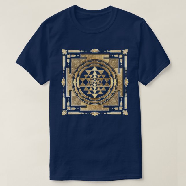GOLDEN SRI YANTRA Tiefenkohle T-Shirt (Design vorne)