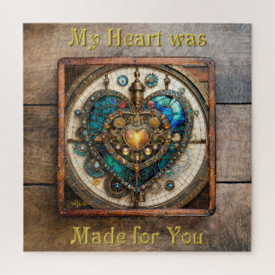 Golden Stained Glass Heart Steampunk-Serie Puzzle