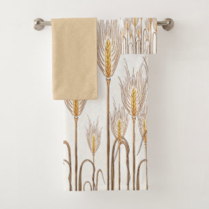 Golden Stalks von Weizen Elegantes Bauernhaus Badhandtuch Set
