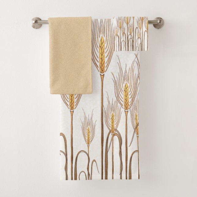 Golden Stalks von Weizen Elegantes Bauernhaus Badhandtuch Set (Insitu)