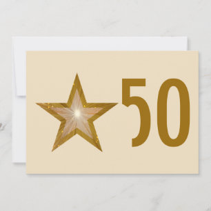 Golden Star "50" Einladung Creme