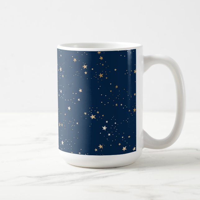 Golden Star auf Blauem Nachtmuster Kaffeetasse (Rechts)