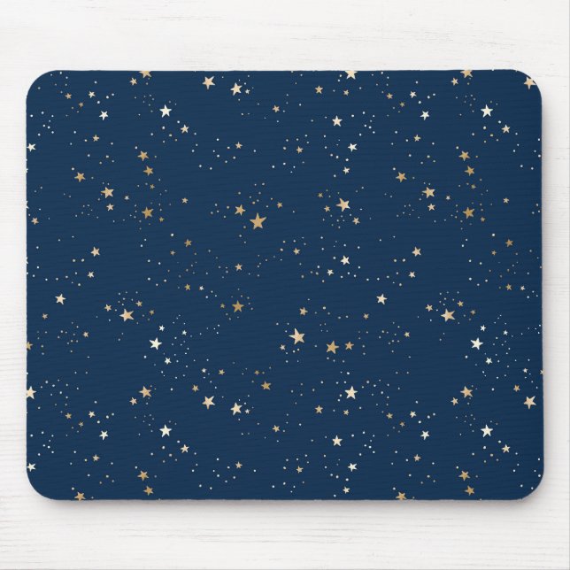 Golden Star auf Blauem Nachtmuster Mousepad (Vorne)