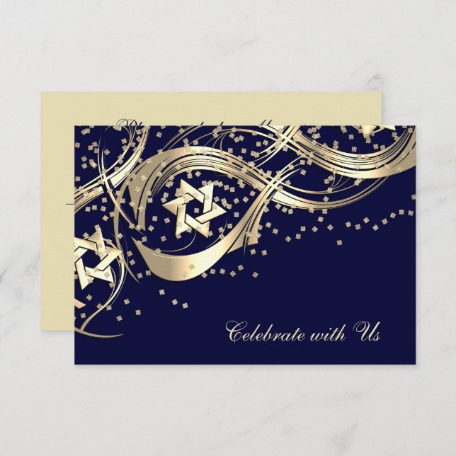 Golden Star Confetti Blühe RSVP-Karte RSVP Karte (Vorne/Hinten)