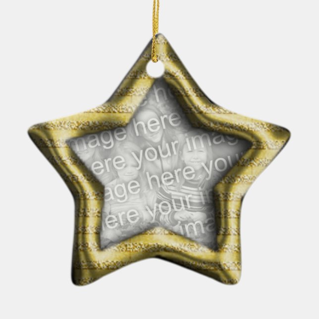 Golden Star Holiday Foto Rahmen Ornament (Vorne)