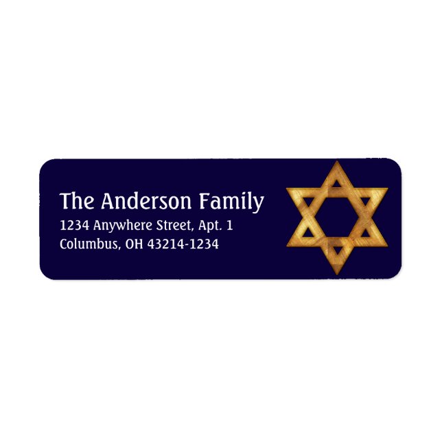 Golden Star von David Hanukkah Address Labels d1 (Vorne)