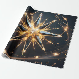 Golden Starburst Glow Holiday Gift Wrap Geschenkpapier